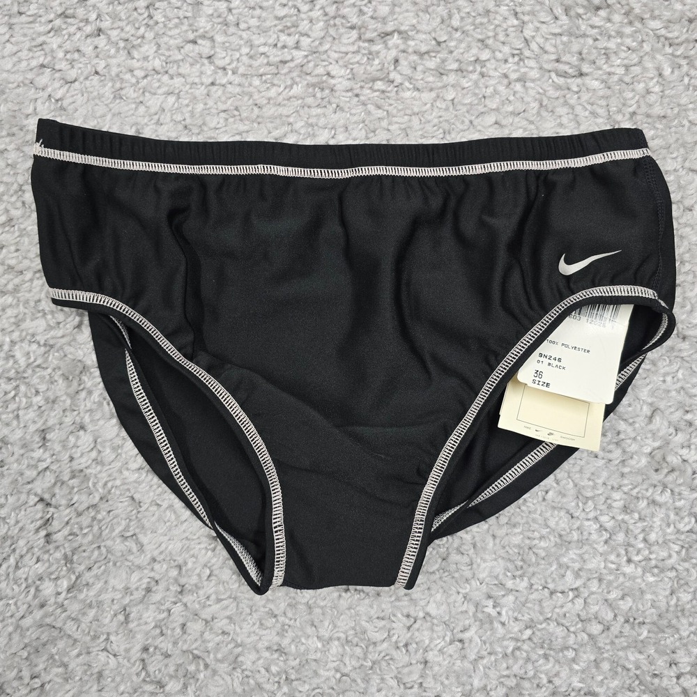 Vintage Nike Mens Swim Briefs Polyester 36 Racing Competition 90s Swoosh Unlined